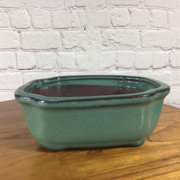 Glazed Hand Painted Teal Bonsai Planter - Picture 3 of 6